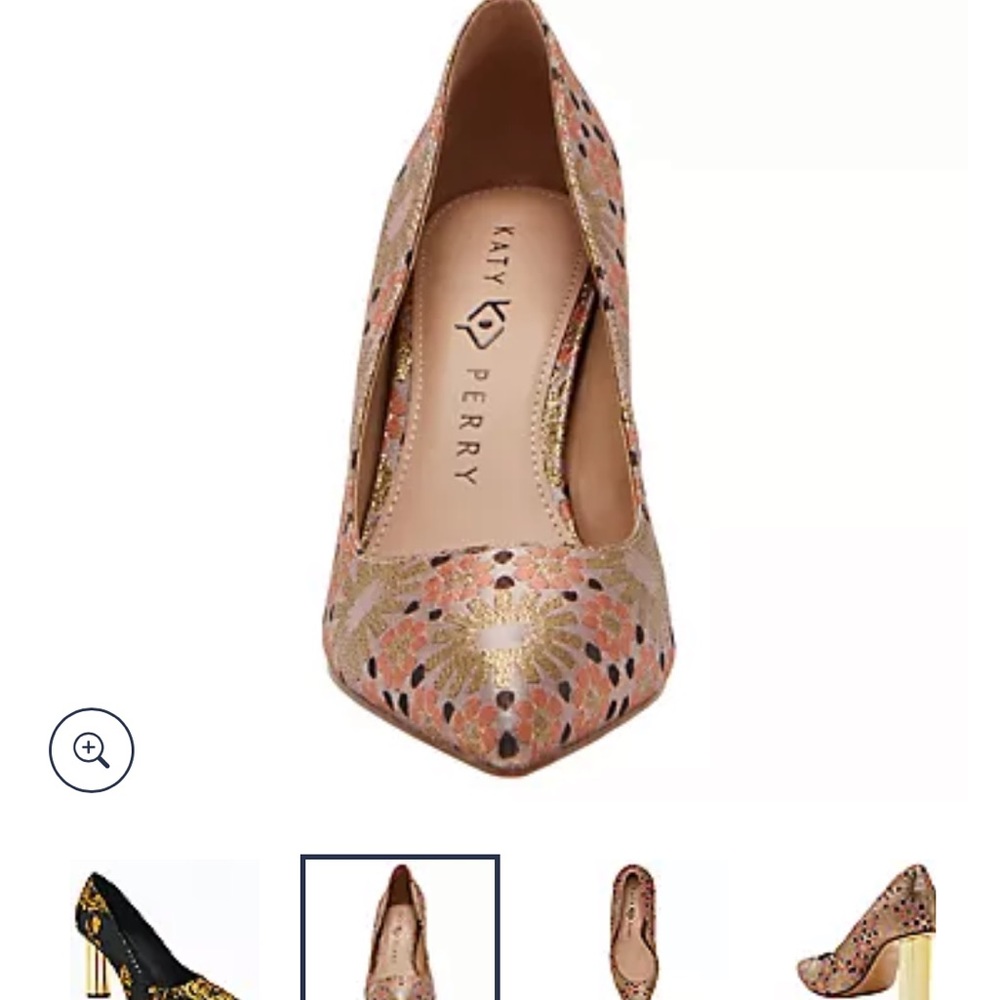 Katy Perry Delilah Pink and Gold Foil floral Heels 6.5